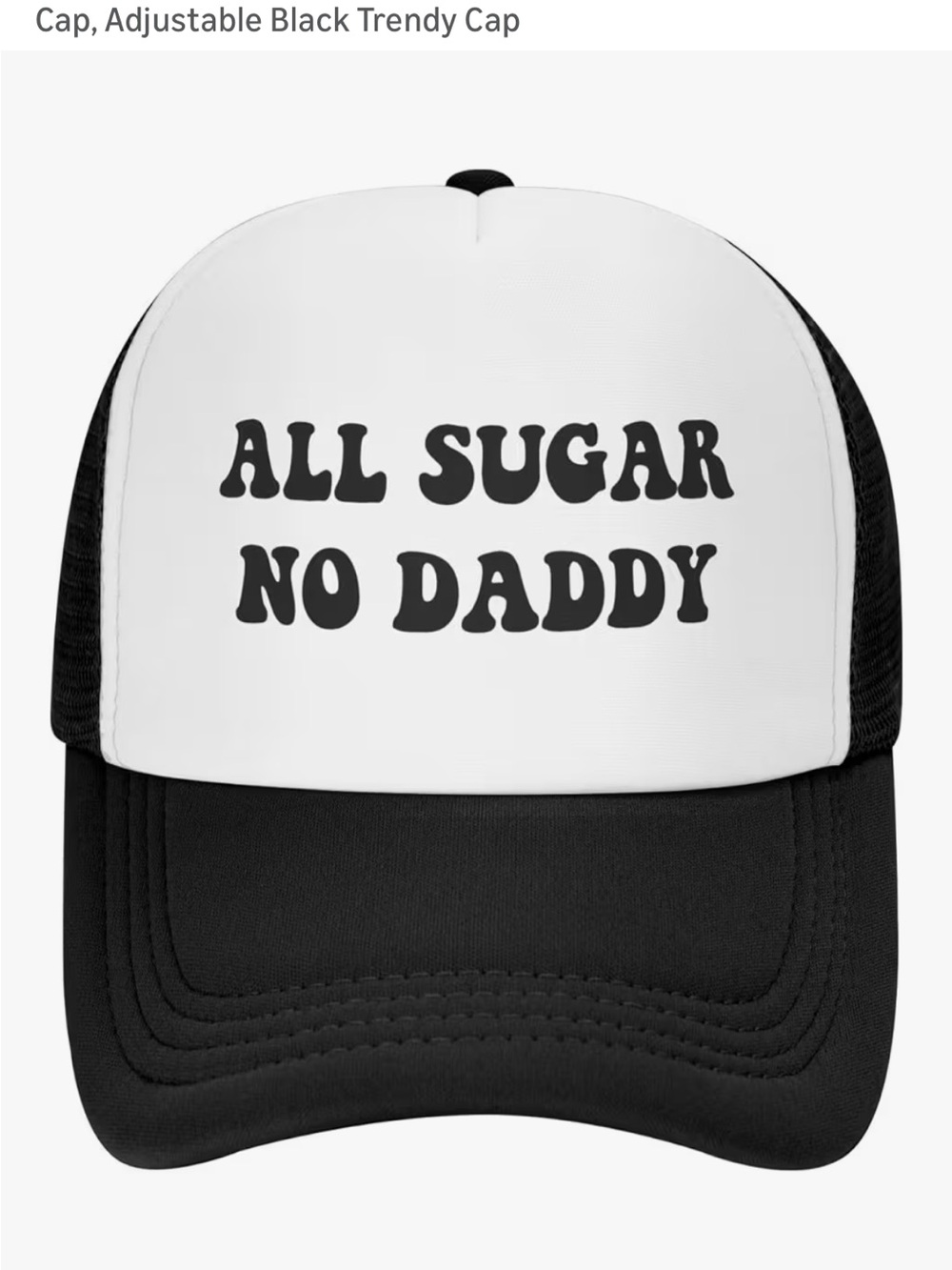 Tucker Black and White 'All Sugar No Daddy' Trucker Hat